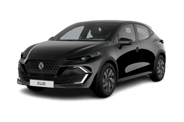 Renault Clio negro sobre fondo blanco