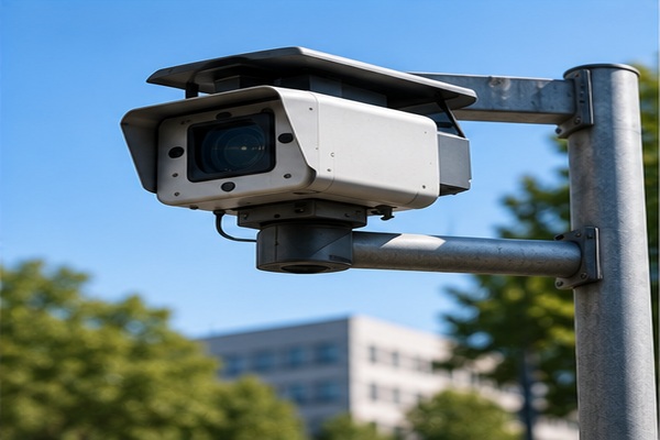 Acceso a una zona de bajas emisiones vigilado por cámaras de lectura de matrículas, control habitual en Barcelona o Bilbao
