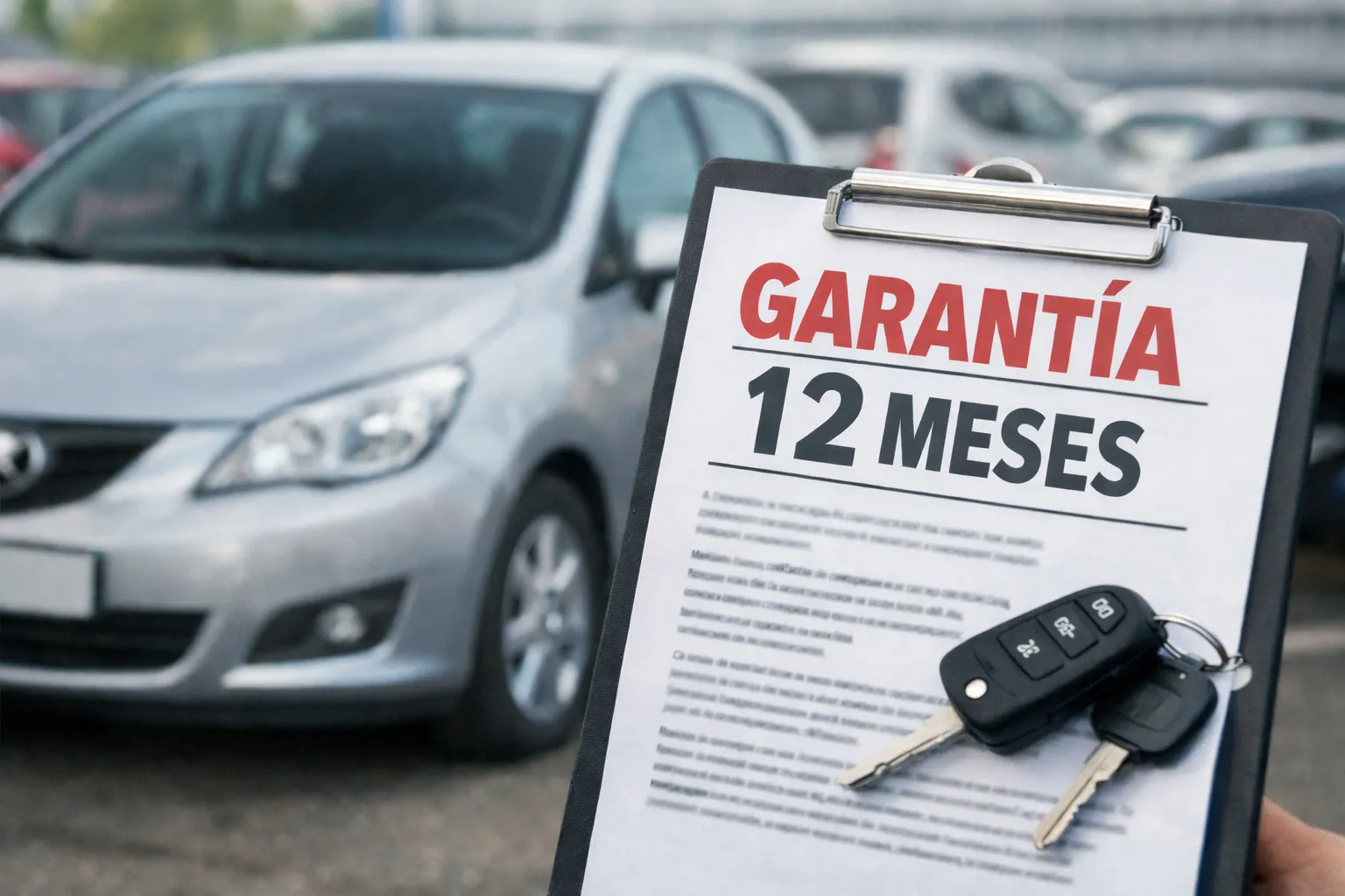 Documento de garantía de 12 meses para coche de segunda mano con llaves en concesionario