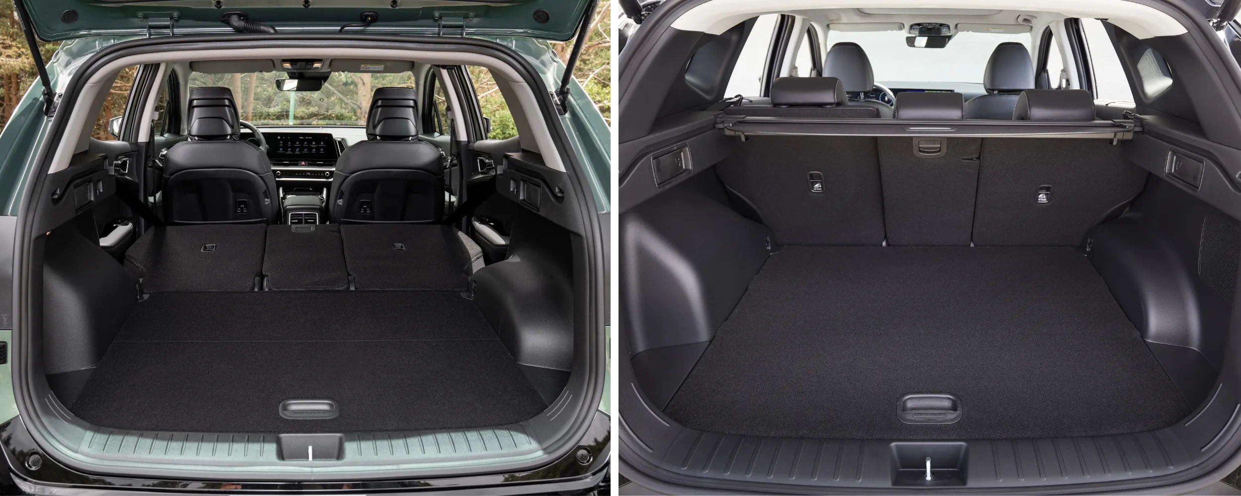Comparación del maletero vacío del Kia Sportage y Hyundai Tucson
