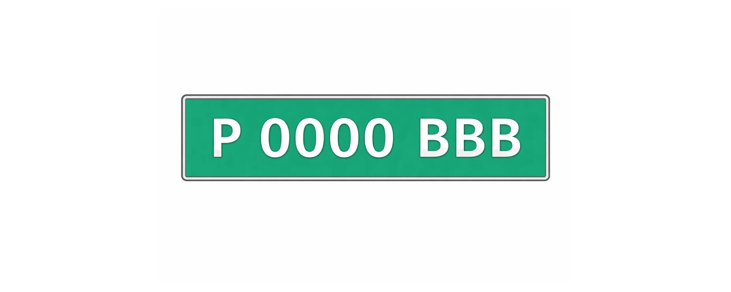 Matrícula verde temporal P 0000 BBB para vehículos con permiso de circulación