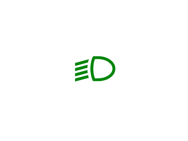 Icono verde del testigo de luces de carretera encendidas en el tablero