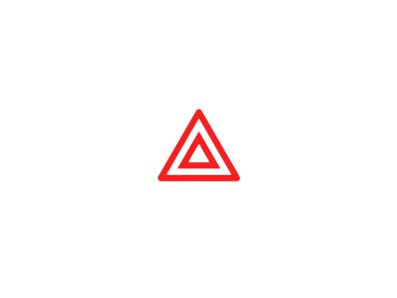 Icono de triángulo rojo con triángulos concéntricos, símbolo de luces de emergencia