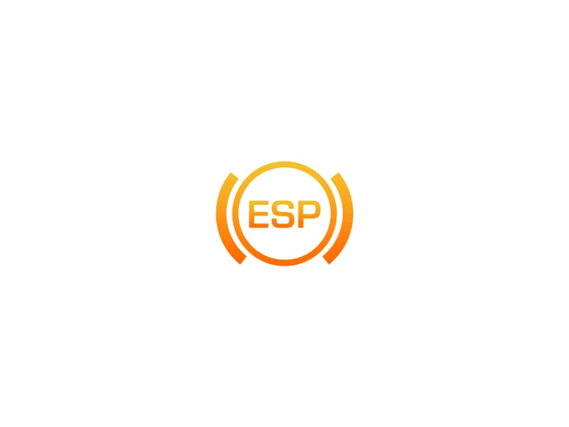 Icono naranja del testigo ESP del coche en el tablero de control